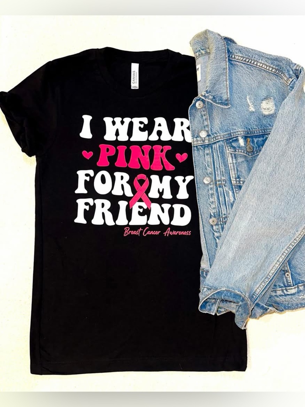 I Wear Pink for My Friend Women’s Tee - Gray or Black